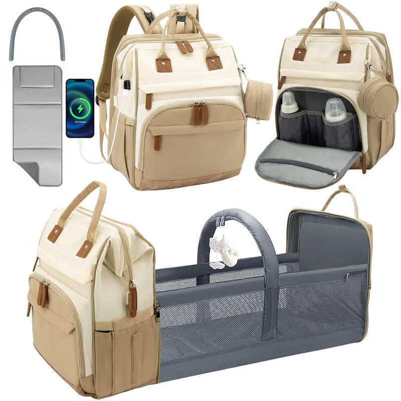 DERJUNSTAR Store Large Diaper Bag Backpack, Baby Dipaer bag with Insulated Bottle Holders, USB Charging Port, Travel Diaper Backpack for Mom & Dad - Image 1